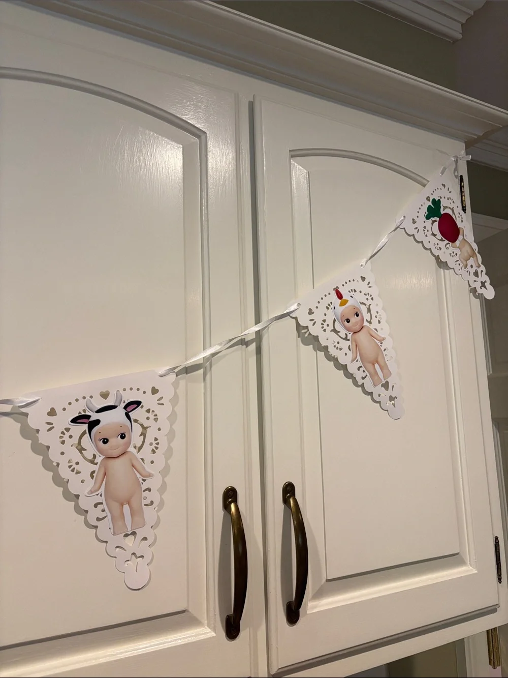 Set of Three Lacey Sonny Angel Garland Banners on White Ribbon